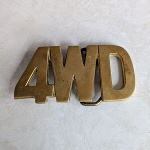 Vintage Brass 4WD Four Wheel Drive Belt Buckle